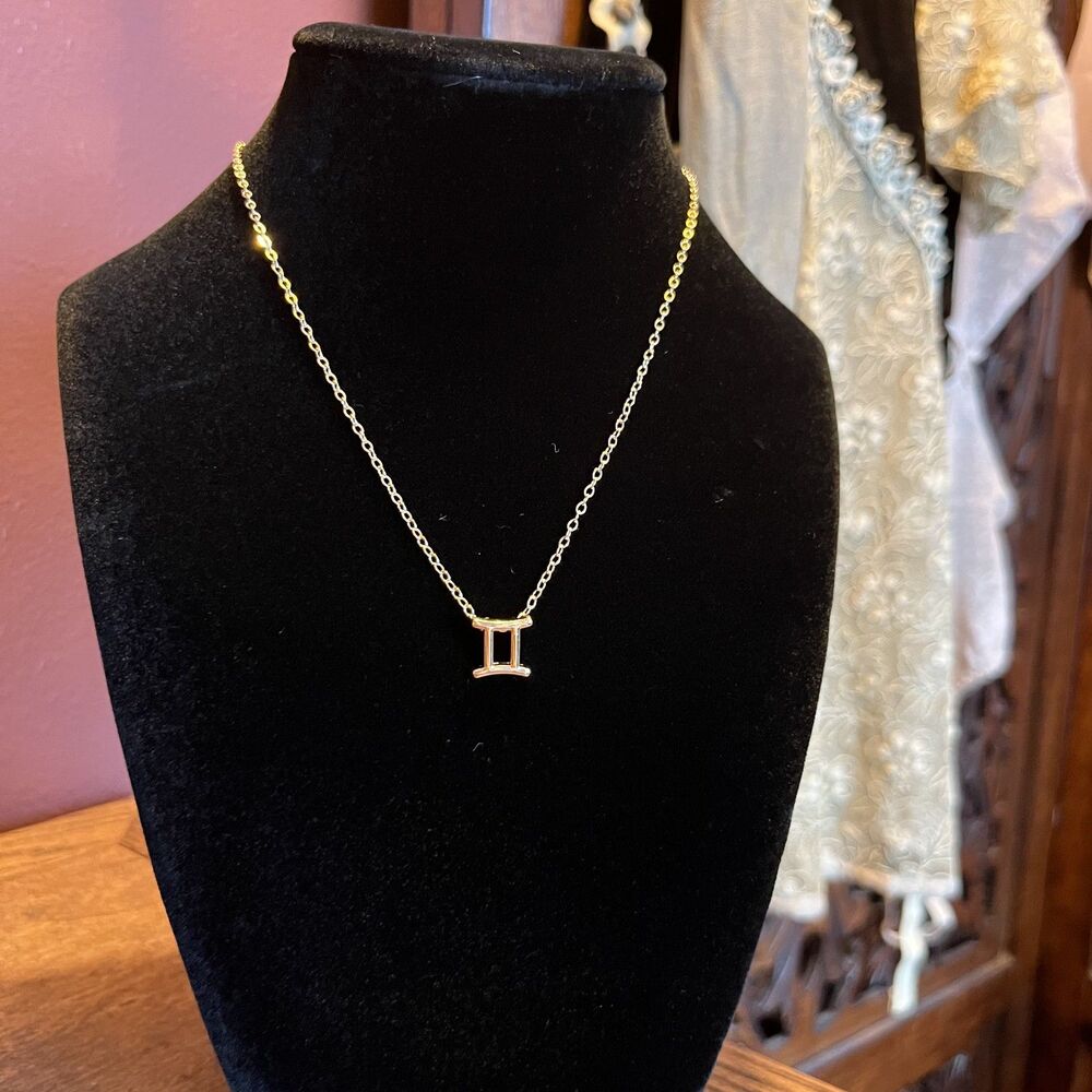 Gemini Gold Plated Necklace 16 in Whimsygoth Practical Magic Eccentric Zodiac